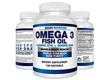 Omega 3 Fish Oil 2250mg | HIGH EPA 1200MG + DHA 900MG Triple Strength Burpless Capsules | Arazo Nutrition (120 Count)