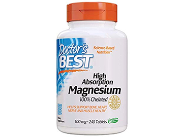 Doctor's Best High Absorption Magnesium Glycinate Lysinate, 100% Chelated, Non-GMO, Vegan, Gluten Free, Soy Free,  100 mg, 240 Tablets (packaging may vary)