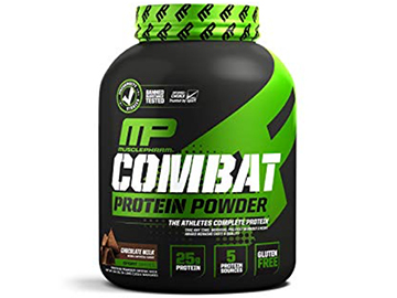 MusclePharm Combat Protein Powder, Essential Whey Protein Powder, Isolate Whey Protein, Casein and Egg Protein with BCAAs and Glutamine for Recovery, Chocolate Milk, 4-Pound, 52 Servings