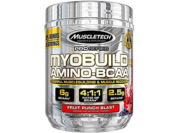 MuscleTech Myobuild BCAA Amino Acids Supplement, Muscle Building and Recovery Formula with Betaine & Electrolytes, Fruit Punch Blast, 36 Servings (332g)