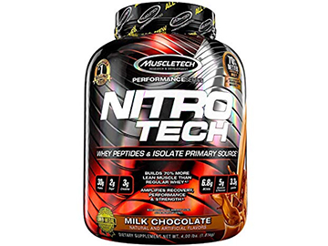 MuscleTech NitroTech Protein Powder, 100% Whey Protein with Whey Isolate, Milk Chocolate, 4 Pound