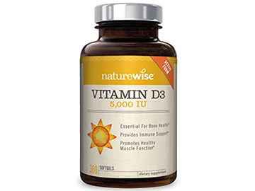 NatureWise Vitamin D3 5,000 IU for Healthy Muscle Function, Bone Health and Immune Support, Non-GMO in Cold-Pressed Organic Olive Oil,Gluten-Free, 1-year supply, 360 count