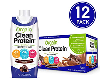 Orgain Grass Fed Clean Protein Shake, Creamy Chocolate Fudge - Great for Meal Replacement, Ready to Drink, Gluten Free, Soy Free, Kosher, Non-GMO, 11 Ounce, 12 Count
